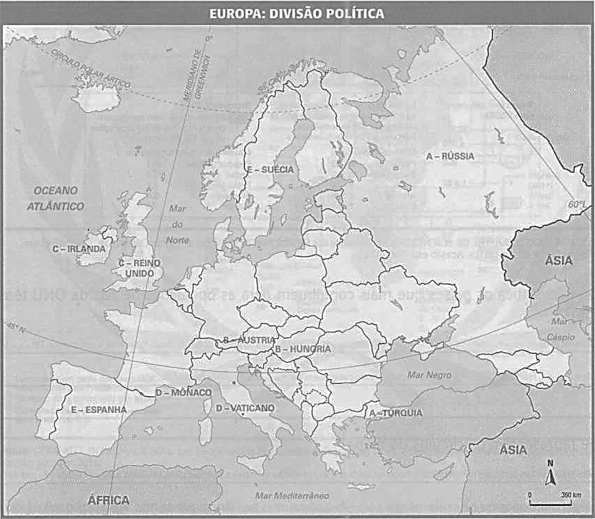 PROF.: CARLOS FERREIRA / 9º ANO / AULA 05 / WEB - 01 O CONTINENTE EUROPEU 1- Sobre a localização e a divisão política do continente europeu, indique no mapa o que se pede.