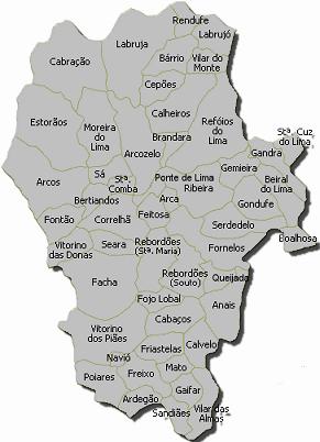Do ponto de vista administrativo, o concelho de Ponte de Lima subdivide se em 51 freguesias (ver Tabela 2) distribuídas geograficamente conforme ilustra a Figura 3.