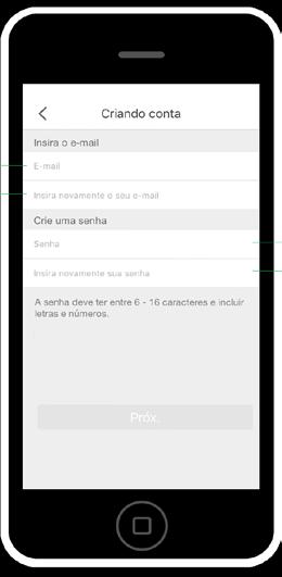 Na tela inicial do aplicativo Mibo, clique em Criar uma nova conta.