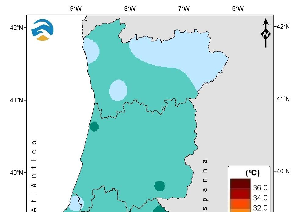 Tmed Anomalia Tmed Anomalia Tmed Anomalia Bragança 9.3 +1.2 11.3 +2.8 7.7-1.5 Vila Real 11.5 +2.3 13.6 +4.5 9.3-0.8 Coimbra 13.4 +1.3 15.1 +2.7 11.2-2.0 Castelo Branco 12.7 +0.8 14.1 +0.9 9.9-3.