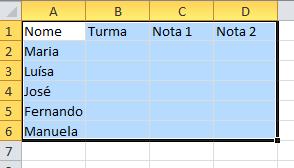 Validação de dados Vamos selecionar os intervalos e colocar