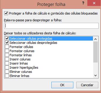 Proteção de células Neste caso, vou permitir que se