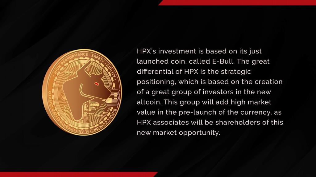 Os investimentos da HPX são baseados em sua moeda recém-lançada, chamada E-Bull.