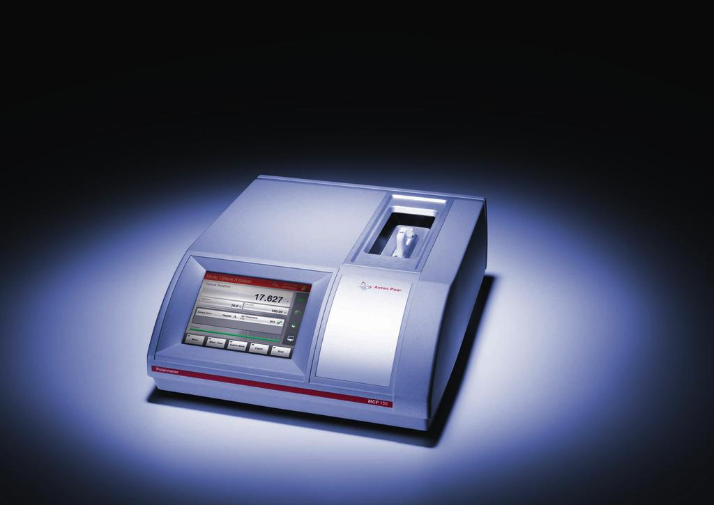 Tecnologia comprovada, em um polarímetro compacto e potente Os polarímetros MCP 100/150 da Anton Paar são equipados com a mais moderna tecnologia, que assegura medições rápidas e seguras com a