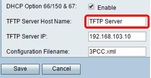 Transfer Protocol (TFTP) no campo de nome do host de servidor TFTP.