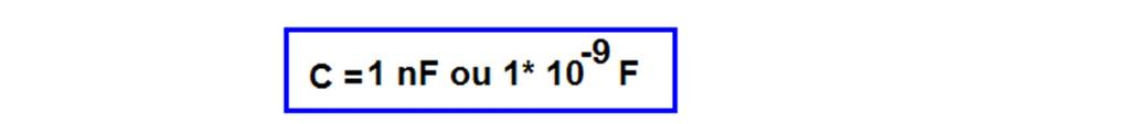 1º Passo - Conversões de unidades 2º Passo - Aplicação da fórmula C = é a capacitância, expressa em farads.