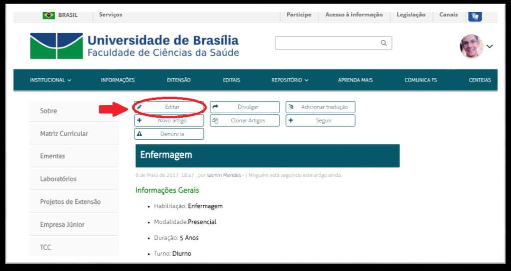 6- Você será direcionado para a página do novo conteúdo criado.