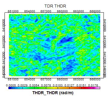 Figura 70: Theta Map da anomalia magnética da região de Santa Terezinha Figura 71: TDR THDR da anomalia magnética da região de Santa Terezinha Figura 72: TDR THDR da anomalia magnética da região de