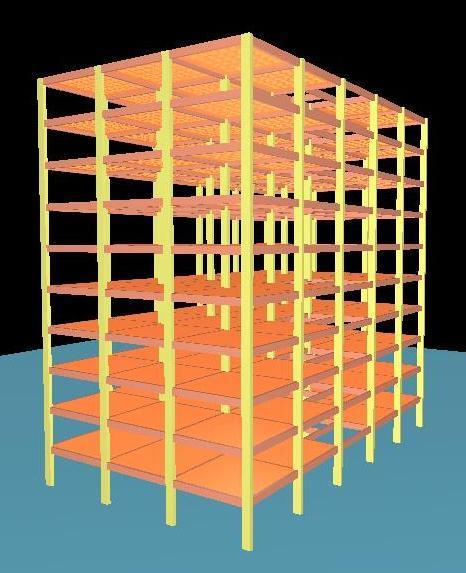 Figura 6.9. Pavimentos discretizado por grelha de lajes nervuradas e pórtico espacial. Figura 6.10. Modelo tridimensional. 6.3.