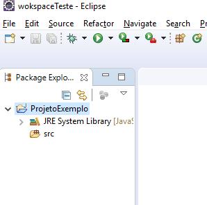 Criando um Projeto Java (cont.) O projeto criado será visualizado na aba explorador de projetos.