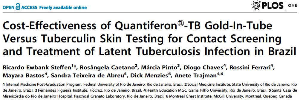 em contatos de TB: TST isolado, QuantiFERON TBH