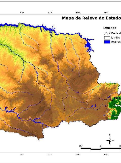 planalto de Guarapuava que possui sua altitude média igual a 170 metros (ESPÍRITO SANTO JÚNIOR; SILVEIRA, 2007). O relevo do estado pode ser observado na Figura 2. Figura 2 Relevo do estado do Paraná.