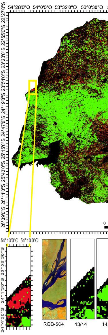 72 a) Sirgas 2000 b) c) Figura 29 Mapeamento de áreas agrícolas e alvos permanentes do estado do Paraná entre os anos-safra 2013/14 e 2016/17 (a) com ênfase nas áreas com maior