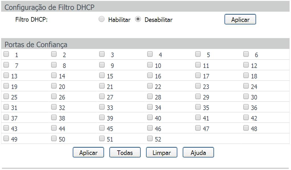 Switch com a função Filtro DHCP habilitada Pacote ilegal de resposta DHCP Cliente DHCP Servidor DHCP ilegal DHCP cheating attack Servidor DHCP A função de Filtro DHCP permite que apenas as portas