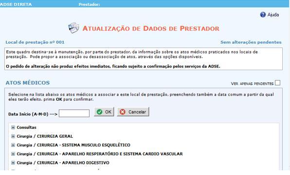 Marcar a check-box pretendida, inserir a data proposta