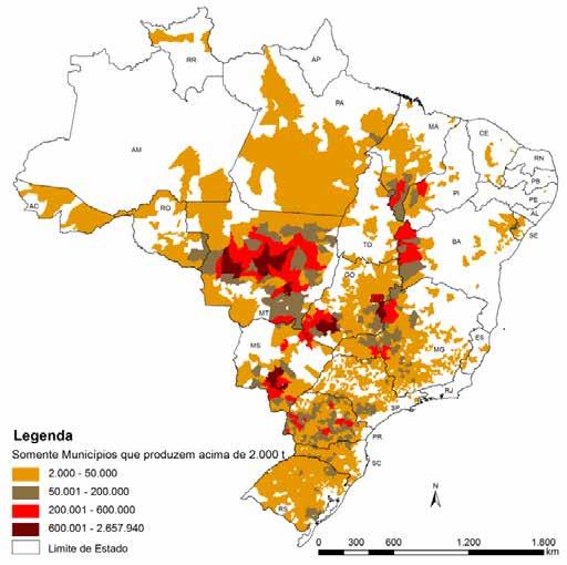 Figura 34 Mapa da produção agrícola Milho total (primeira e segunda safras) Fonte: Conab/IBGE.