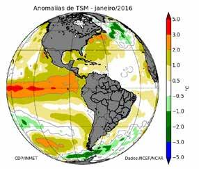 7.2. Condições oceânicas recentes e tendência em 2016 2 A redução das anomalias positivas de temperatura na superfície do mar (TSM) no Oceano Pacífico Equatorial dá sinais de que o fenômeno El Niño