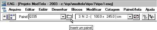 Telas Soldadas, estas telas poderão ser distribuídas uma a uma sobre os painéis inteiros correspondentes, para começar insira um painel Q335, conforme a ilustração a seguir: Posicione o painel na