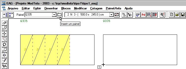 Pt1: B1 do mouse no pontos Pt2 Insira mais um painel Q335, conforme a ilustração a seguir: Comando: Painel/tela Inserir um painel Posicione o bloco: B1 do mouse no pontos Pt1 Agora