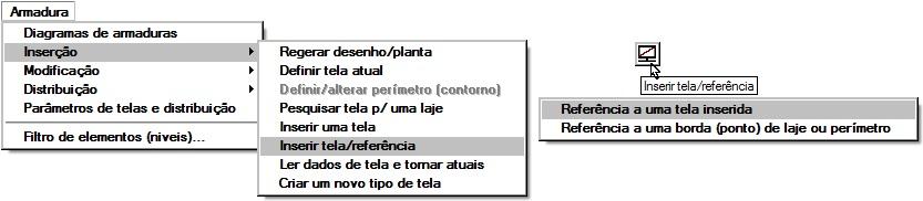 Cl = 100 (1/6) do painel Q335: Execute a seqüência de comandos Armadura Inserção Inserir tela/referência Referência a uma tela inserida para posicionar o próximo