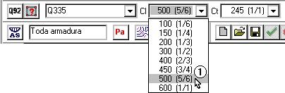 Repita a seqüência de comandos Armadura Inserção Inserir tela/referência Referência a uma tela inserida para posicionar o próximo painel: Conforme a ilustração a seguir, selecione Cl = 600 (1/1) do