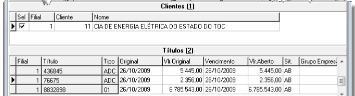 Receber> Conciliação de Saldo Preencha o campo Cliente com o código de um ou mais clientes cuja conciliação se deseja realizar a, no campo Opção selecione a opção Não Conciliado.