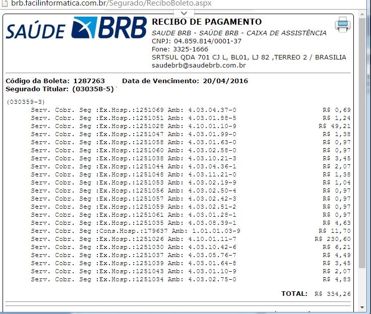 Esta aba mostra todas as informações sobre a situação financeira do beneficiário. Nesta aba, ele pode verificar as boletas e sua situação.