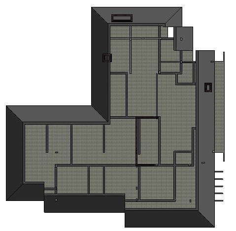 55 3. Nível: Pavimento Cobertura A figura 23 demonstra a planta baixa do terceiro nível que foi investigado, a disposição arquitetônica da cobertura e paredes.