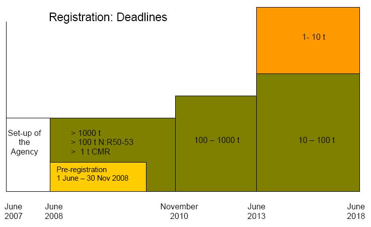 REACH - Deadlines Phase-in substances must be pre-registered to take advantage of transitional regime.