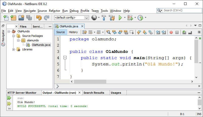 Netbeans Observe a saída: [A imagem mostra