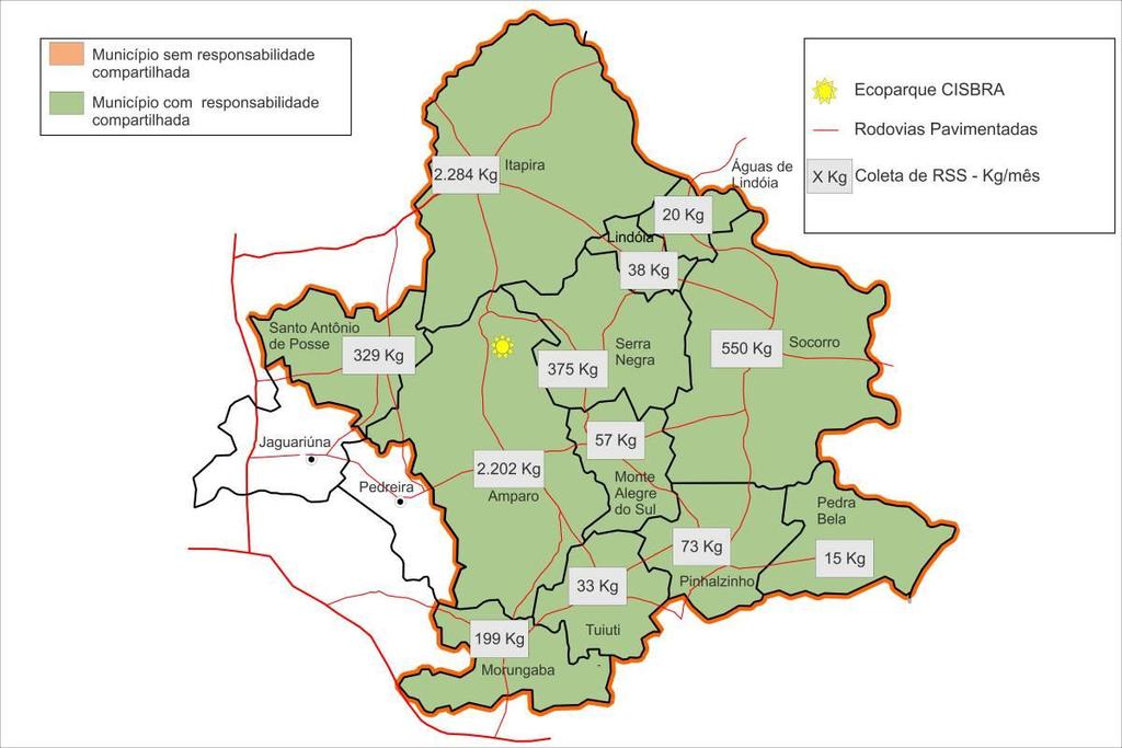 Figura 10 - Coleta de RSS (kg/mês) Estimativas para manejo dos RSS de origem pública e privada CISBRA Outro ponto essencial será foco das iniciativas referentes aos RSS é a disparidade entre os