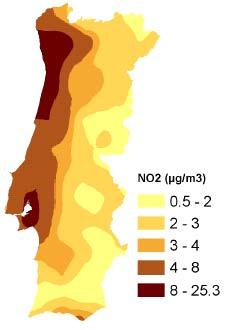 isoconcentração de dióxido de azoto no  