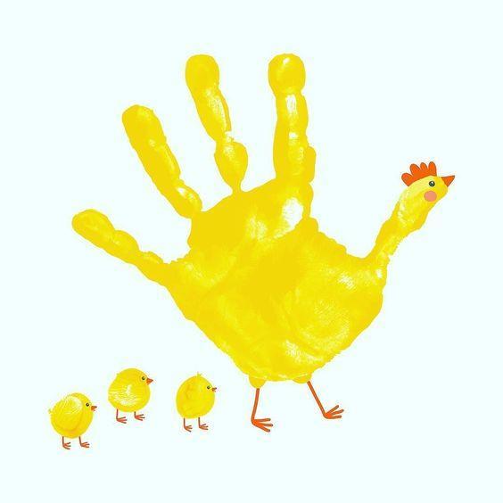 SUGESTÃO PARA A PRÓXIMA ATIVIDADE Peça para que as crianças façam o corpo da galinha com a mão e o corpo dos pintinhos com a