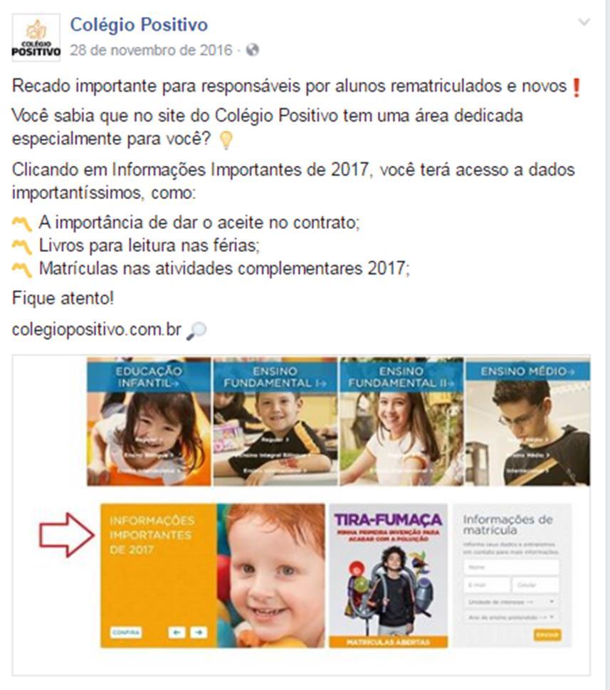 Estabeleça os conteúdos: - Aviso aos pais Programe