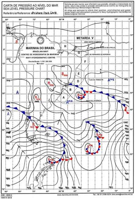 Figura A4 Carta sinótica da Marinha do Brasil para as 1200Z do dia 24 de dezembro de 2018 (10h00 do 09 de novembro de 2018, hora