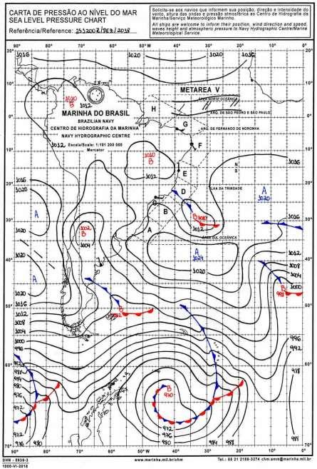 Figura A5 Carta sinótica da Marinha do Brasil para as 1200Z do dia 25 de dezembro de 2018 (10h00 do 09 de novembro de 2018, hora