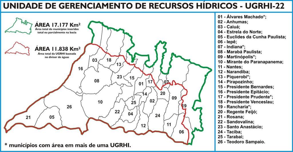 Pontal do Paranapanema - UGRHI-22 Figura 2.2: UGRHI-22 e municípios integrantes Quadro 2.