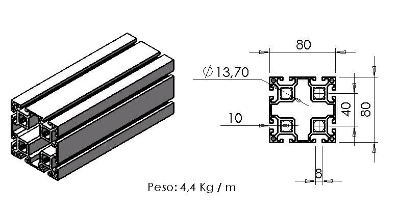 C03-4 Perfil 40x80 básico C01-3 Perfil