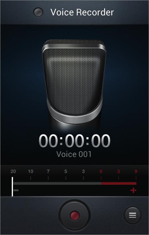 Utilidades Gravador de Voz Use essa aplicação para gravar ou reproduzir notas. Toque Gravador de Voz na Tela de aplicações. Gravar notas de voz Toque para iniciar a gravação.