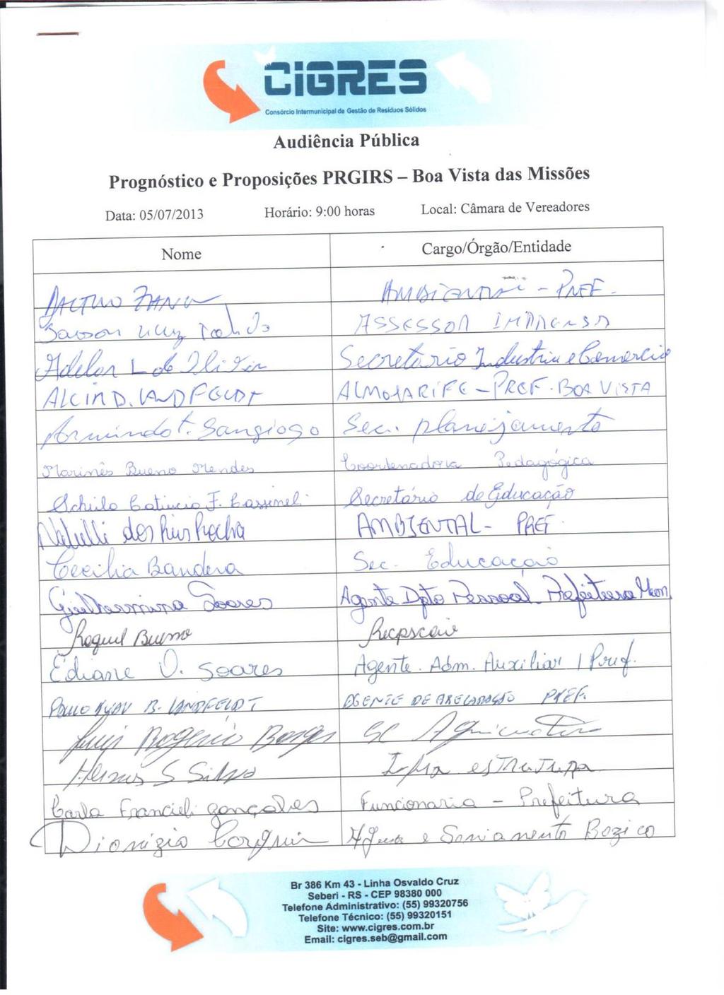 ANEXO 16 Lista de Presença da Audiência Pública de Boa Vista das