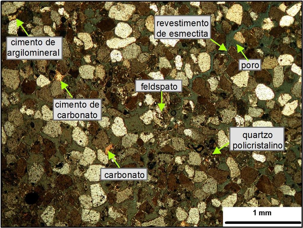 34 4.1.4 Petrofácies QAP1 Esta petrofácies é identificada na amostra PS-EH-1B, proveniente do município de Guarapuava - PR.