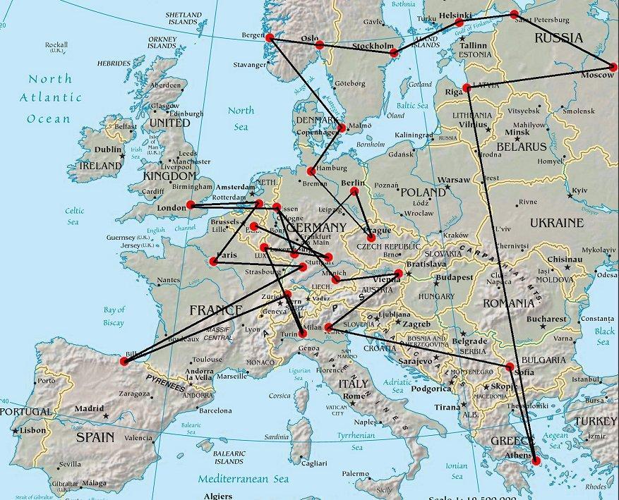 Ordem das cidades/países para o tour de uma banda internacional