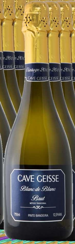 Espumantes CAVE GEISSE BLANC DE BLANC BRUT 1813686094001001-750ml Brasil Visual amarelo claro esverdeado com perlage fino e persistente. No nariz, elegante e complexo.