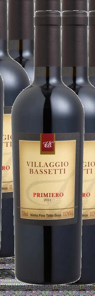 Brasil VILLAGGIO BASSETTI Primiero 2012 1813686094001001-750ml Colheita seletiva, desengace, seleção de bagas, fermentação alcoólica e malolática integral em barril de carvalho francês de 400 l