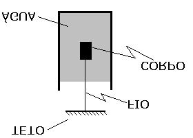 6 a QUESTÃO: (1,0 ponto) Um corpo com volume de 5,0 x 10-3 m 3 e massa de 10 kg está suspenso por um fio preso ao teto.