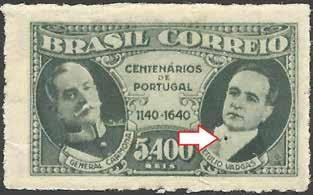 Figs.4 d) Letra A de BRASIL manchada. e) General Carmona de colarinho branco.