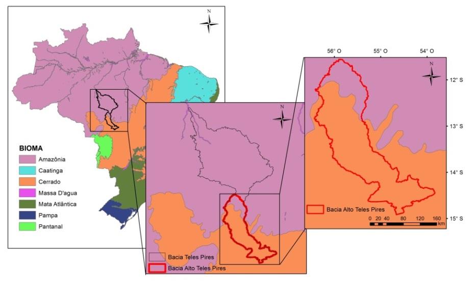 53 Figura 1. Distribuição espacial dos biomas Brasileiros e localização da bacia do Alto Teles Pires.
