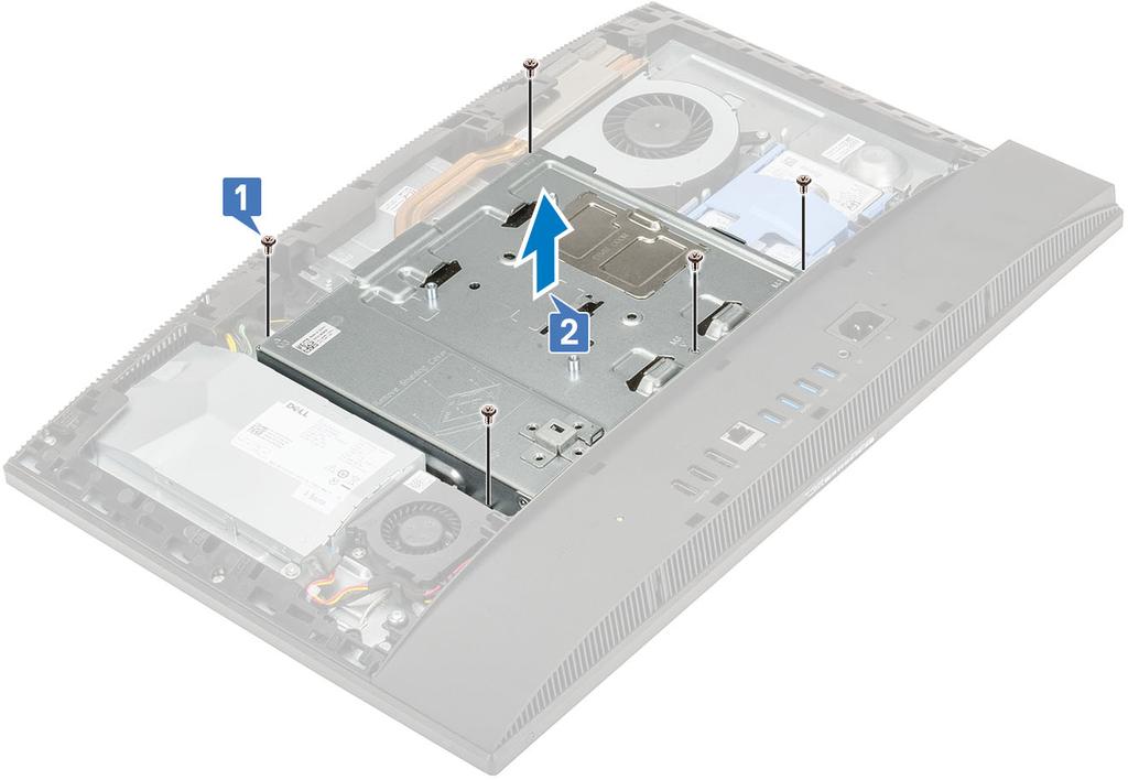 6 Instale a placa Intel Optane: a Instale a almofada térmica no contorno retangular marcado na placa de sistema [1].