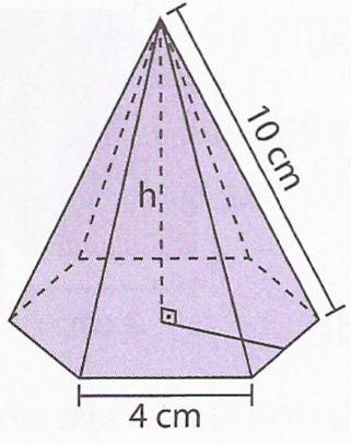 As pirâmides podem ser retas ou obliquas, e recebem nome de acordo com o polígono da base. Exemplo: É dada uma pirâmide regular de base quadrada. A sua altura é 9 m e o seu volume é 108 m 3.