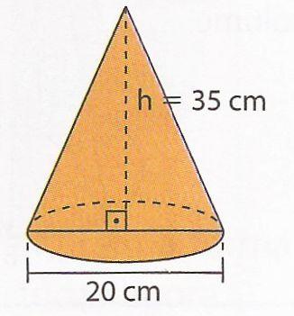 Determine a área total e o volume desse cone. 4) Sabe-se que a seção meridiana de um cone circular reto é um triângulo isósceles de área igual a 36 cm 2.